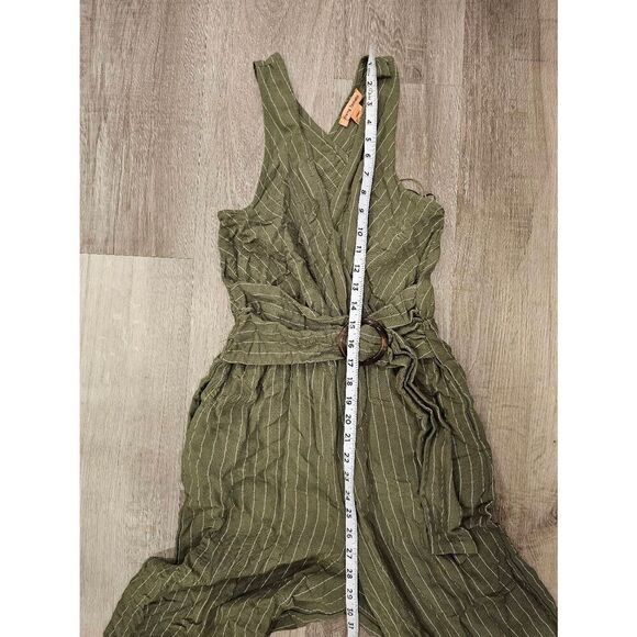Flying Tomato Olive Green Summer Jumpsuit Small Striped - Picture 7 of 8